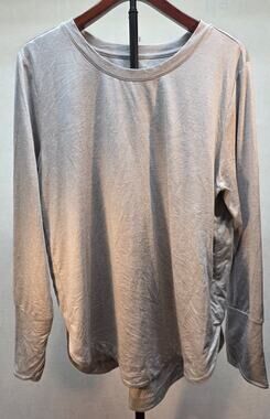 Athleta Uptempo Long Sleeve Top Grey Heather 1X Activewear Athleisure Thumbholes